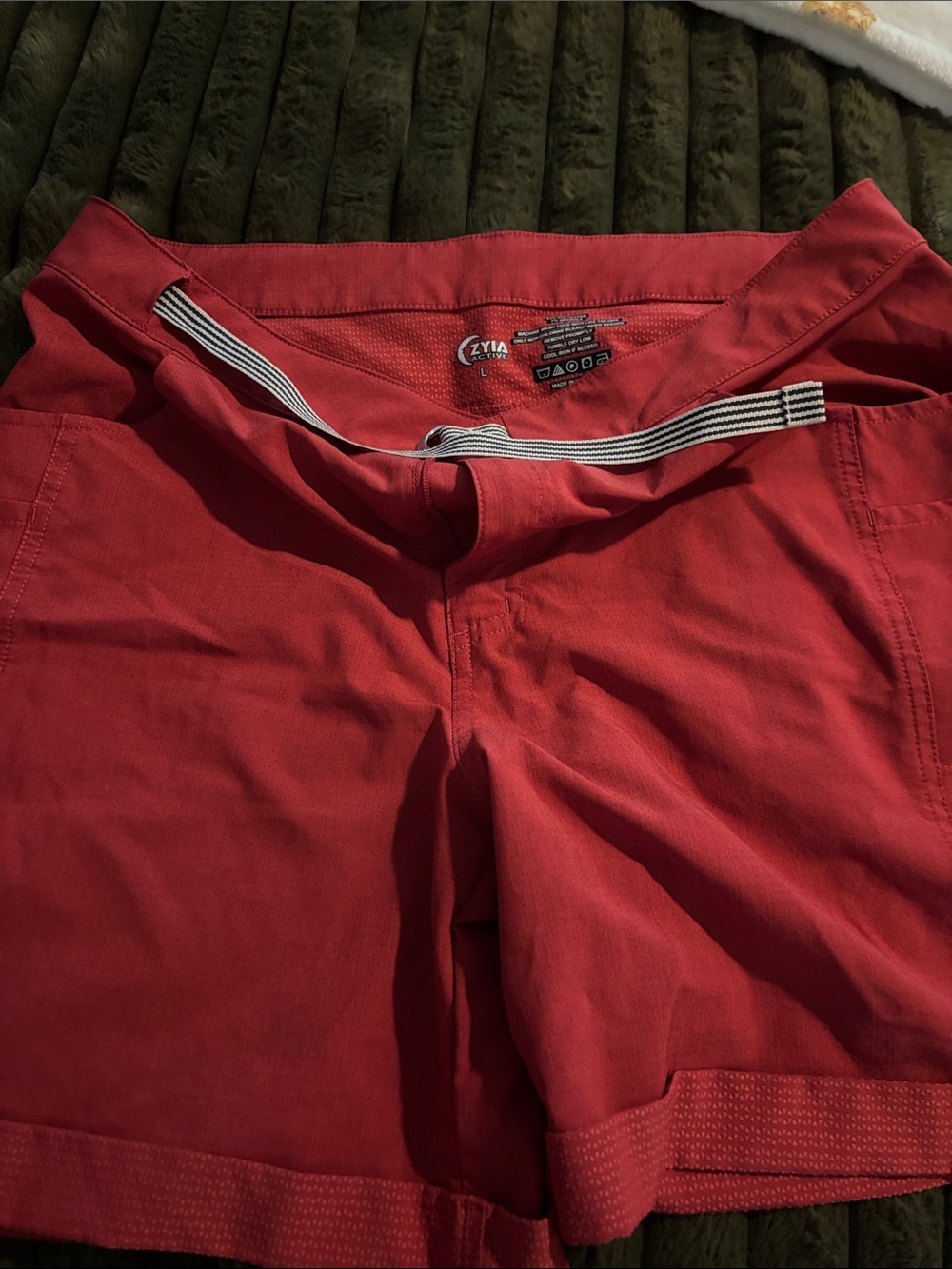 ZYIA Red Performance Zipper Shorts